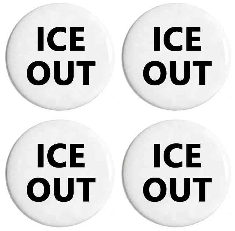 4 Pack ICE Out Pins And Button Anti ICE Circle Badges Round Chest Pins Brooch Decor