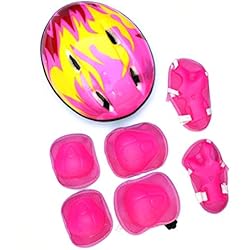 Patines Eva Luna HUSHUI Equipo de protección para niños, 7 Piezas/Set Equipo de protección para niños con Casco Ajustable, Rodilleras, Coderas, muñequeras para Patines de Bicicleta