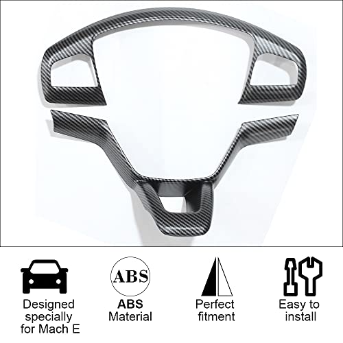 Aoskonology For 2021 2022 2023 2024 Mach E Steering Wheel Cover Abs Plastic With Carbon Fiber Design Style Interior Exterior Steering Wheel Cover Trims Accessories (Matt Carbon Fiber) #TOP1