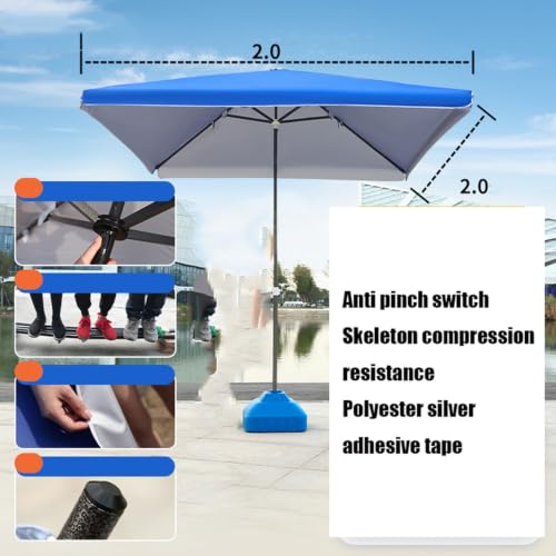 Sombrilla de patio cuadrada impermeable azul de 2m con manivela integrada 4