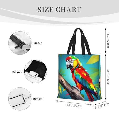 Parrots On Tree Print Women Reuseable Handbag, Grocery Bag Foldable For Shopping Travel Activity4