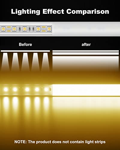 Bensn 10 Pack 3.3Ft/1M Led Aluminum Diffuser Channel System U Shape With Milky White Cover, Mounting Clips And End Caps, Aluminum Profile For Led Strip Light, Very Easy To Install #TOP4