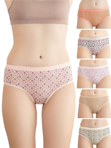 Image of Lux Cozi for her Outer Elastic Hipster 100% Cotton Panty Set for Women | Cotton Panty for Women | Underwear for Women |Hipster Panties for Women | Colors & Prints May Vary | Pack of 6