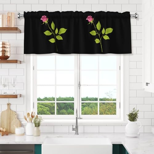 Cortina Valance 54x18 pulgadas con estampado de rosas miniatura 6