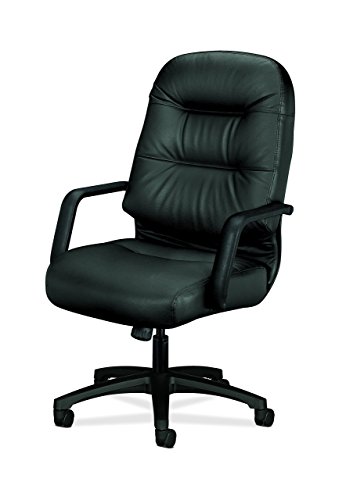Image of HON Leather Executive Chair - Pillow-Soft Series High-Back Office Chair, Black (2091SR11T)
