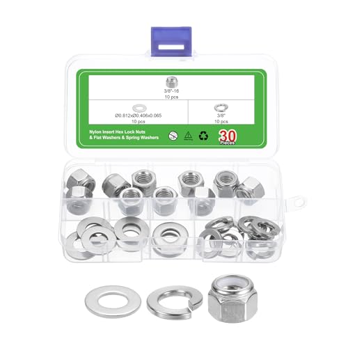 Sourcing Map 30 Stück Nylon-Einsatz-Sechskantmuttern Set