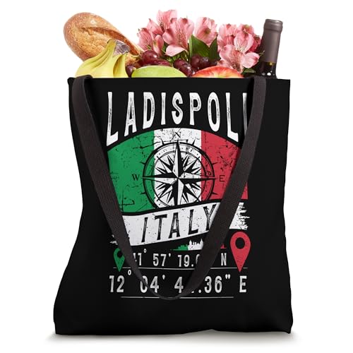 Ladispoli Italy Flag Italia GPS Coordinates Tote Bag miniatura 4