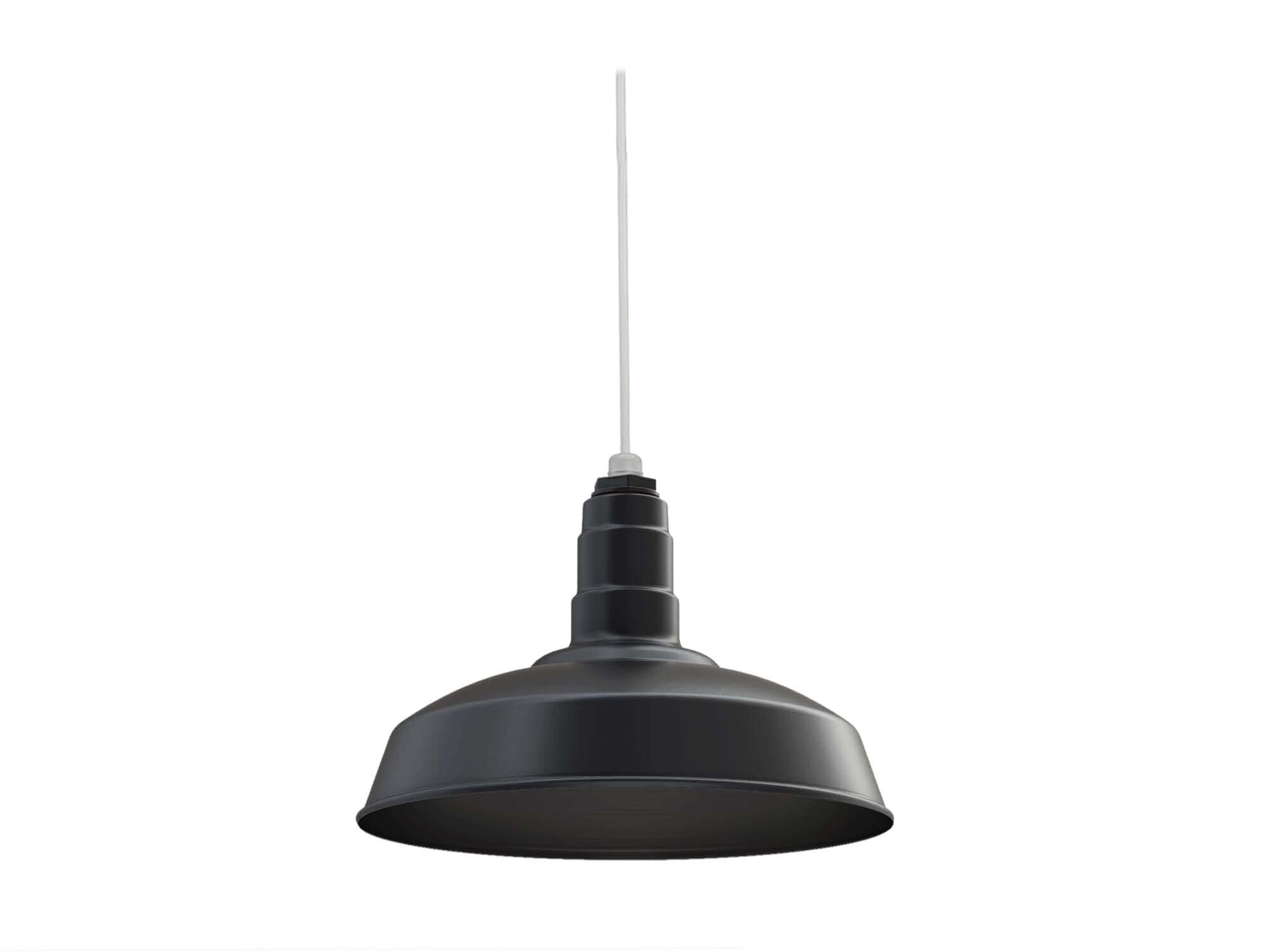 4ft Black Cord Barn Light Pendant 16" Dome | Garage Workshop | Matte Black