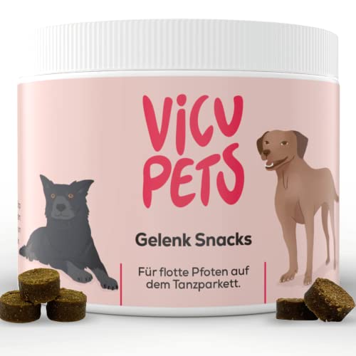 Vicupets - Gelenk Snacks gesunde leckerlies für Hunde - Alternative zu Gelenktabletten Hund - 300g Dose - Kollagen, Grünlippmuschel für Hunde, Teufelskralle, Glucosamin, MSM Hund Cover