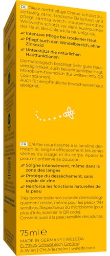 WELEDA Bio Baby Calendula Pflegecreme Körper & Gesicht 75ml - Naturkosmetik Gesichtscreme / Hautcreme mit Sesamöl & Lanolin zur Pflege trockener Haut. Babypflege Feuchtigkeitscreme für Babys & Kinder 2