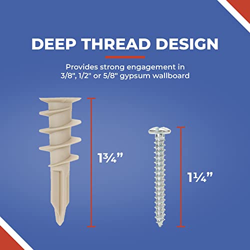 Self Drilling Drywall Plastic Anchors With Screws Kit #TOP3
