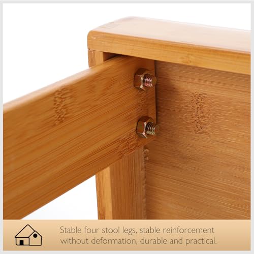 Tabouret en bambou marron robuste et antidérapant pour entrée - 5