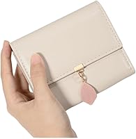 Vista 60 de UTO - Cartera pequeña RFID de piel sintética con dije de hoja, cierre de cremallera y tarjetero.