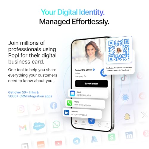 Image of Authentic Patented Popl Card (Avoid Fake Knockoffs) - Smart NFC Networking Card - Simply Tap to Exchange Contact Info, Capture Leads, & Manage Contacts (Limited Edition Black Lux)