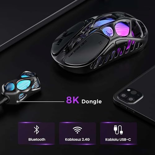 GravaStar Mercury V75 Hall Effect, Rapid Trigger 8.000 Hz Kablolu Manyetik Klavye + XPro 32.000 DPI RGB Kablosuz Mouse Oyuncu Seti, Siyah - Görsel 7