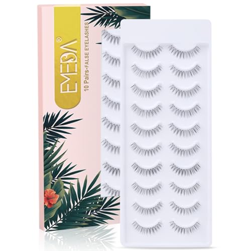 EMEDA Pestañas postizas naturales 10 pares Pestañas en tira Banda transparente Natural Pestañas 8-11 mm 12mm Pestañas cortas y suaves de aspecto natural lashes (A43)