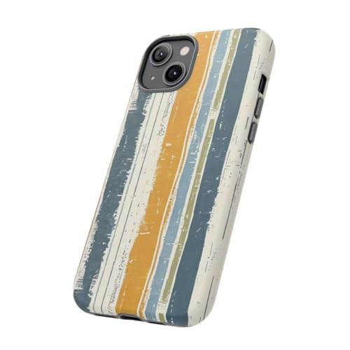 Coque rigide mate iPhone 14 Plus motif rayé rustique lin
