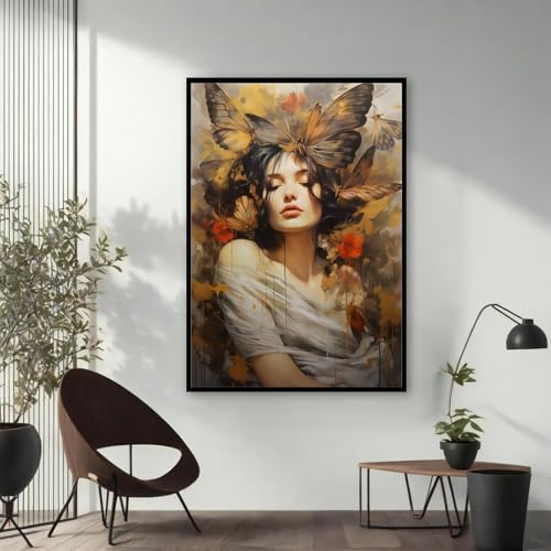 Toile murale abstraite avec papillons pour habiller un grand mur vide