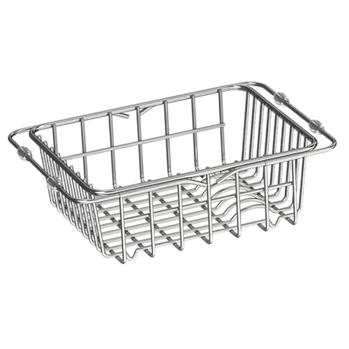 Mobestech Rejilla Escurridora de Platos Extensible Inoxidable Fregadero Estante de Almacenamiento Multifuncional Organizador de Cubiertos y Utensilios Práctico