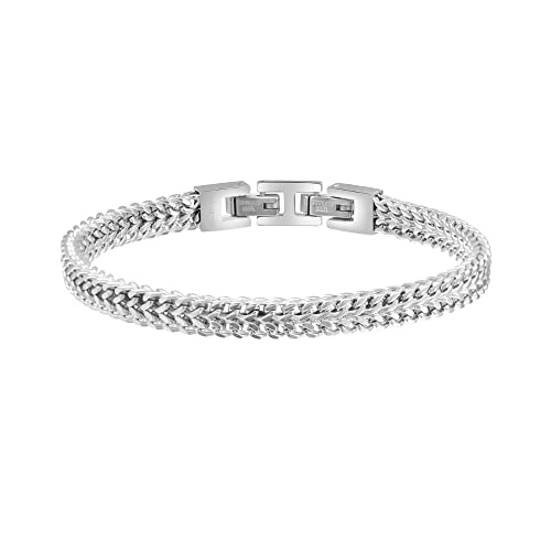 Van Heusen Menâs Stainless Steel Double Franco Chain Bracelet (Silver, 8.5