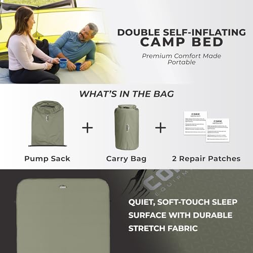 CORE Double Self Inflating Camping Bed | Perfect Blow Up Mattress for Travel Car Camping & Outdoor Use | Air & Foam Filled Inflatable Sleeping Pad for Adults by CORE - Used condition - Image 3