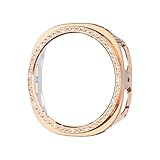 Uhrengehäuse Kompatibel mit Samsung Galaxy Watch 8 40/44MM Smartwatch Hülle mit Bling-Strass Schutzhülle, PC ausgehöhlt Schutzschale Galvanisiertes Hartschalengehäuse (Roségold,40mm)