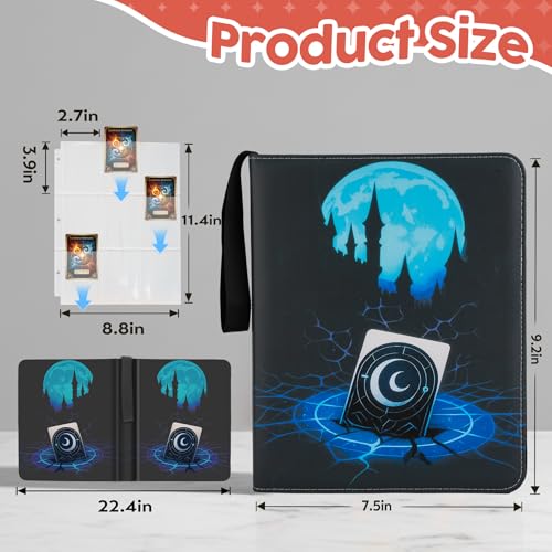 Image of 9 Pocket Card Binder for MTG /YGO /PTCG /Game Cards, Premium Card Collector Book for TCG Players,Toys Gifts for Kids,Holds 720 Cards-Blue