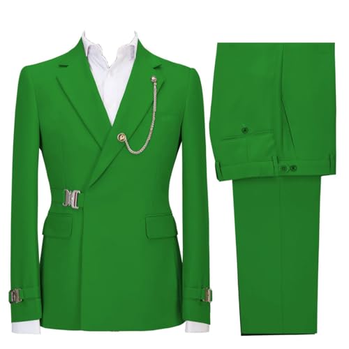 Generic Burgundy Men Suit 2 Pieces Slim Solid Color with Metal Buttons Suitable for Wedding Banquet Jacket with Pants