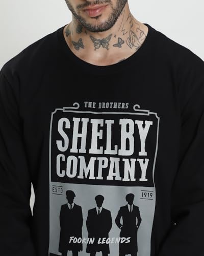 Image of Bewakoof Men's Printed Regular Fit Full Sleeve Round Neck Cotton T-Shirt