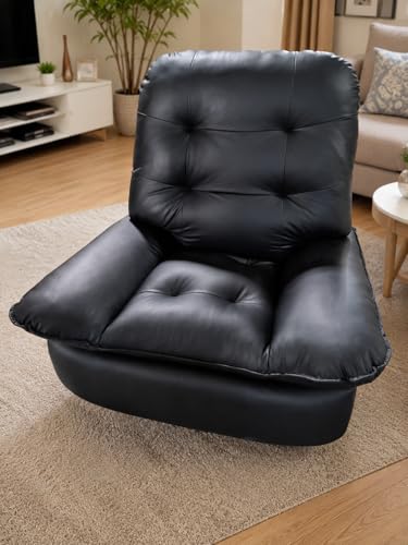 Image of Solis Royale 1 Seater Recliner Sofa Chair | Glider Motorized Rocking & Revolving Leatherette Fabric Recliner Lounge for Relaxing | Comfortable Cushioned | Living Room, Bedroom, Home, Office