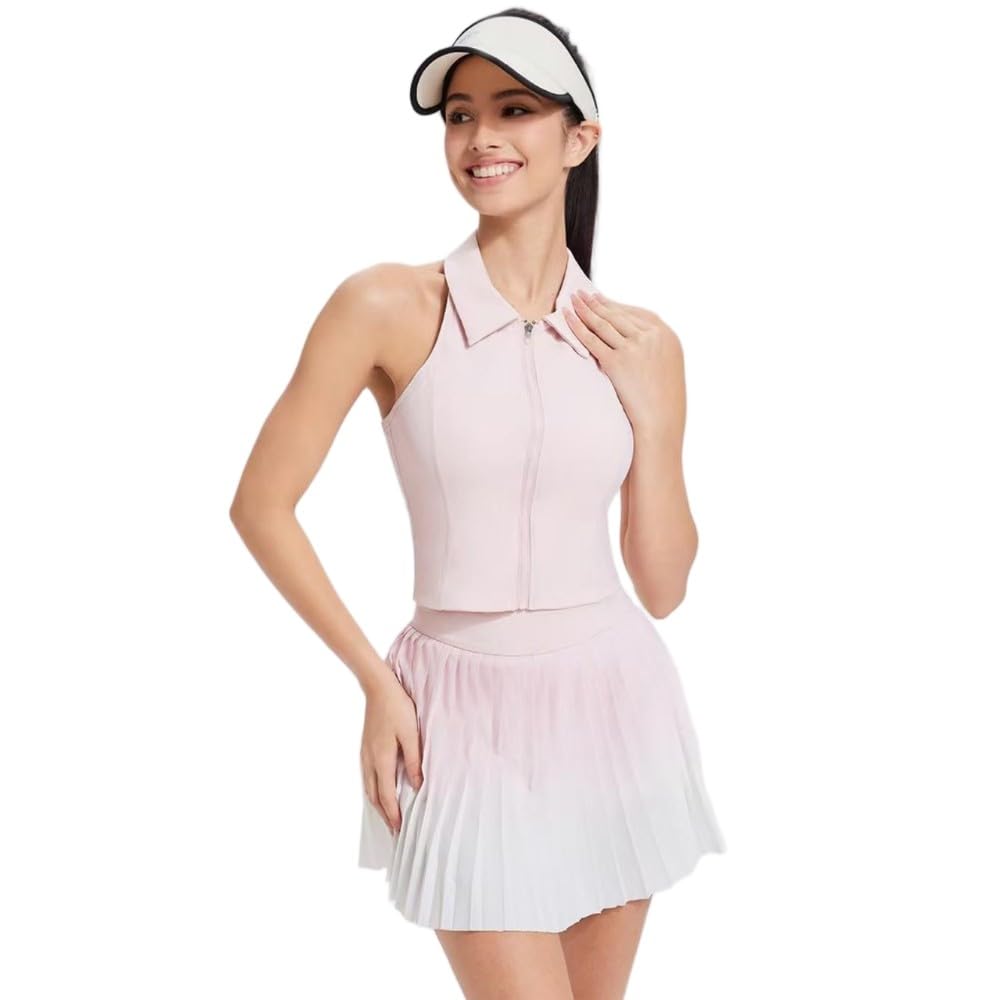 JJDFW - Gonna da tennis da donna, estiva, sicura, a pieghe, per palestra, golf, corsa, a pieghe, per sport, fitness, a vita alta, con tasca
