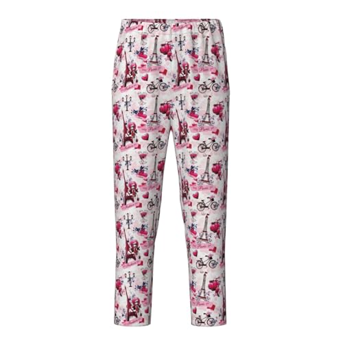 Pantalon de pyjama imprimé Tour Eiffel extensible et doux toutes saisons