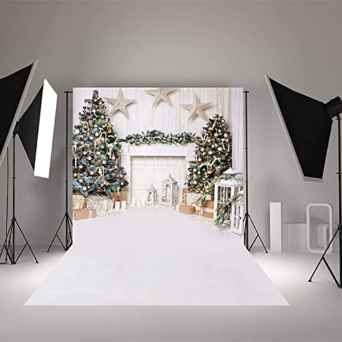 Avezano Christmas Photography Backdrop for Children Kids Portrait Photoshoot Indoor White Fireplace Wood Floor Xmas Background for Photo Studio (6x8ft) - Image 2