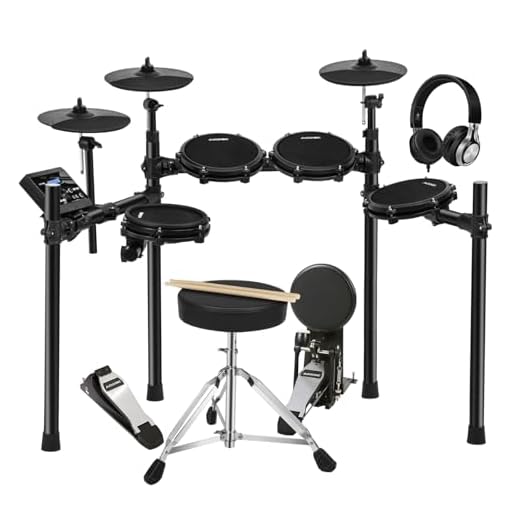 AODSK Electric Drum set for Adults Beginner with 225 Sounds and 15 Drum Kits,USB MIDI,Silent Mesh Drum Set with Heavy Duty Pedals,Contains Drum Throne,Drumsticks,Headphones,UAED-500