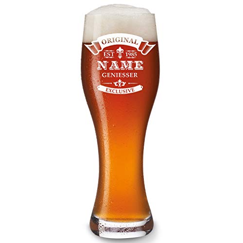 polar-effekt Leonardo Weizenbierglas - 0,5 Liter - Deutsche Herstellung - personalisiert Spülmaschinengeeignet - Motiv Original-Exklusive - Bierglas mit Wunschgravur Cover