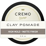 Cremo Mens Hair Styling Clay, Premium Barber Grade Sculpting Clay for Hair Styling, 3.4 Oz