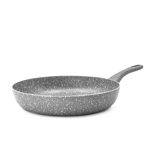 Zanetti Pietra Rara Padella Antiaderente Padella con Alluminio Manico Soft Touch Alta Resistenza, 30 cm Diametro, colore Grigio, Made in Italy
