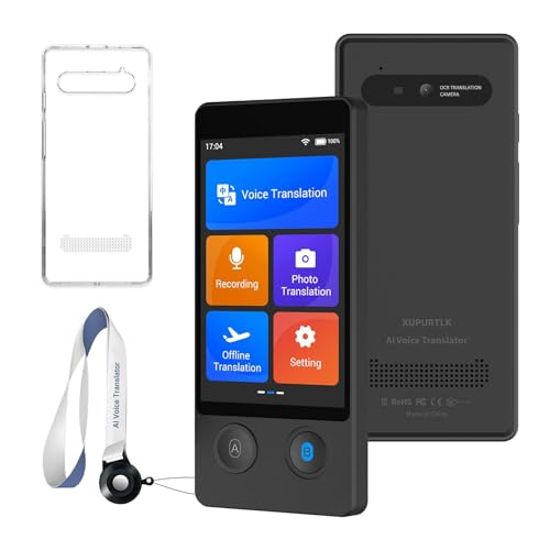 Xupurtlk Sprachübersetzer Gerät, Übersetzer Gerät Testsieger, Sprachübersetzer Ohne Internet, W12 Translator Echtzeit 144 Sprachen mit WiFi/Offline/Foto Unterstützung für Reisen,Lernen und Business