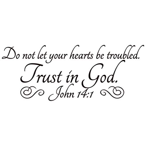 Wall Quotes Sayings Christian Removable Vinyl Peel and Stick Bible Verse DIY Trust in God John 14:1 Wall Stickers Wall Decals