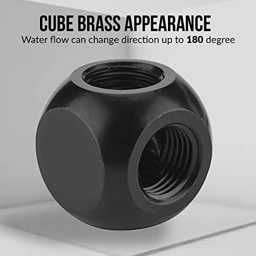 Image of Dracaena.io 2 Pack G1 /4 inch Thread, 3-Way Ball Fitting Extender or Connector for the Computer Water Cooling System, Durable Brass /Copper Material, Black