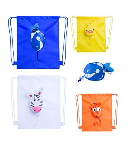 Lote de 20 Mochilas Granja Animales Surtidas - Mochilas, Petates Infantiles Plegables para Niños. Recuerdos, Regalos y Detalles Comuniones, Bodas, Fiestas Cumpleaños