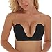Unilove Strapless Bra Push Up Bras for Women Invisible Bra Adhesive Backless Bra (D, Black)