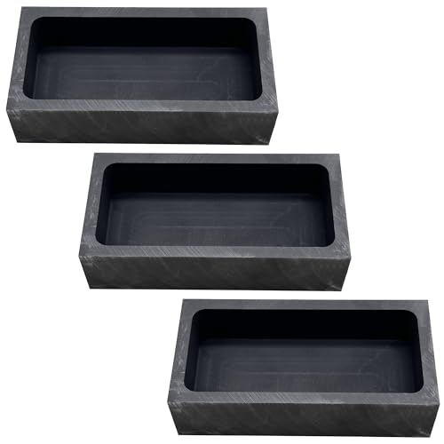 Attuslla 3 Pz Molde de Lingotes de Grafito, Juego de Crisol Para Fusión de Metales, Fundición y Refinado de Oro, Plata, Cobre, Latón y Aluminio