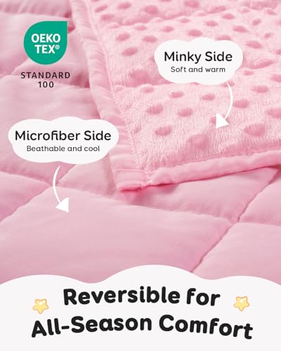 Kivik Weighted Lap Pad, Minky Dots Small Weighted Blanket 2lbs, 20"x30", Ultra-Soft Weighted Throw Blankets, All-Season Cozy Breathable Mini Lap Blanket for Calming and Better Sleep, Washable, Pink