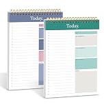 GOLDPEI 2 Pack To Do List Notepad - Daily Planner Notebook Undated 104 Sheets Tear Off, 6.5" x 9.8" Planning Pad Checklist Productivity Note Pad for Work and Personal Organized