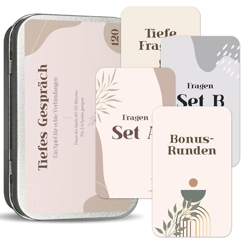 BIROYAL Spiele Erwachsene | Deep Talk Spiel | 120 Gesprächskarten | Kennenlernen Spiel Erwachsene | Gesprächsspiel für tiefgründige Gespräche | Kommunikationsspiel für Freunde und Familie | Partyspiel