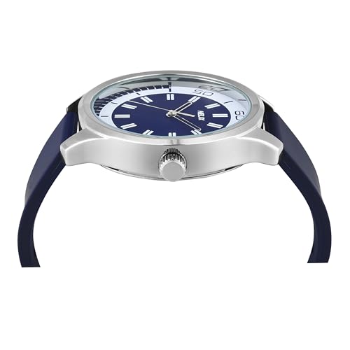 Image of Helix by Timex Analog Watch for Man with Blue Round Dial & Blue Silicone Strap Band Water Resistant Men's Wrist Watches - TW043HG22