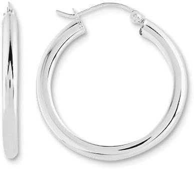 925 Sterling Silver Simple Hollow Tube Round Hoop Earrings - 27mm