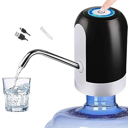 Glizz Heavy Duty Automatic USB Charging Wireless Water Can Dispenser Pump for Upto 20 Liter Universal Bottle Can (Medium- Black/White)