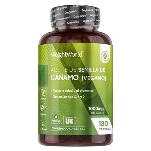 Los Mejores Productos de CBD para Dormir | Aceite de Marihuana | Cannabidiol 21 Omega 3 6 9 del Aceite de Cáñamo 1000mg, 180 Cápsulas Veganas, 6 Meses de Suministro - Alternativa Vegetal a los Ácidos Grasos del Pescado, Sin Gluten ni OGM